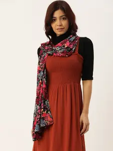 DressBerry Women Red & Multicoloured Printed Scarf