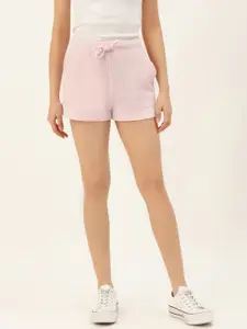 Besiva Women Pink Solid Cotton Regular Fit Regular Shorts