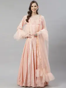 Chhabra 555 Peach-Coloured Made to Measure Lehenga Choli with Dupatta