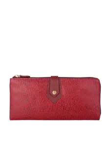 Hidesign Women Red Animal Textured Zip Around Wallet