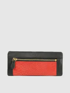 Hidesign Women Red & Black Textured Leather Two Fold Wallet