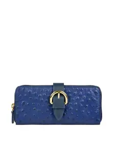 Hidesign Women Blue Animal Textured Zip Around Wallet
