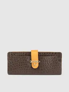 Hidesign Women Brown & Yellow Textured Two-Fold Wallet