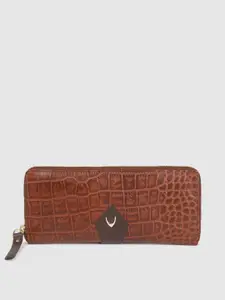 Hidesign Women Tan Brown Textured Leather Zip Around Wallet