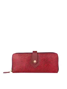 Hidesign Women Red Animal Textured Leather Two Fold Wallet