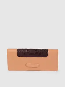 Hidesign Women Nude-Coloured Snakeskin Textured Leather Two Fold Wallet