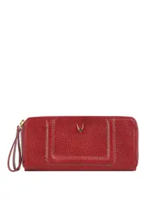 Hidesign Women Maroon Saffiano Effect Leather Zip Around Wallet