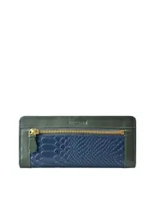 Hidesign Women Blue & Olive Green Animal Textured LIBRA Leather Two Fold Wallet