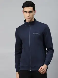 Alcis Men Navy Blue Solid Front-Open Sweatshirt