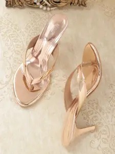 Anouk Women Rose Gold-Toned Solid Metallic Handcrafted Slim Heels