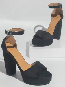 Inc 5 Women Black Solid Block Heels