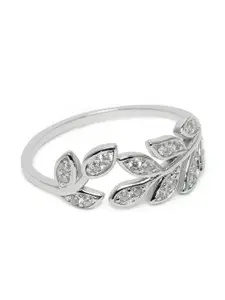 GIVA 925 Silver Zircon Leaf Ring