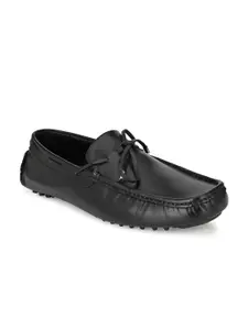 San Frissco Men Black Solid Leather Formal Slip-On Shoes