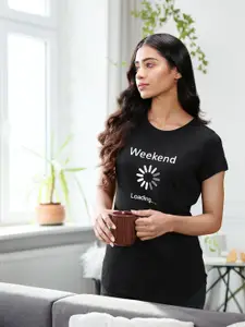 Van Heusen Women Printed Round Neck Short Sleeve Lounge T-Shirt