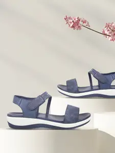 Mochi Women Navy Blue Solid Comfort Heels