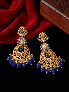 PANASH Gold Plated Handcrafted Blue Classic Drop Earrings