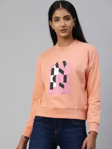 Van Heusen Woman Pink Printed Pullover Sweatshirt