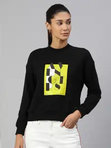 Van Heusen Woman Black Printed Pullover Sweatshirt