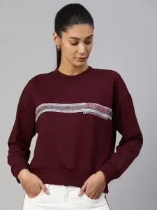 Van Heusen Woman Maroon Avengers Printed Pullover Sweatshirt