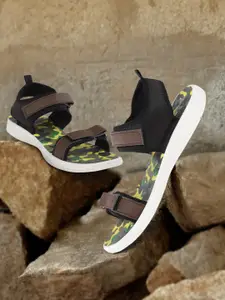 The Roadster Lifestyle Co Women Brown & Black Colourblocked Sports Sandals