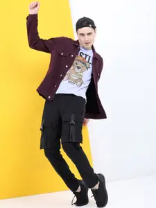 HIGHLANDER Men Purple Solid Denim Jacket