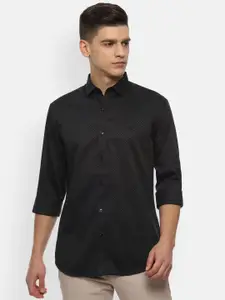 V Dot Men Blue Slim Fit Self Design Formal Shirt