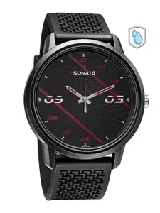 Sonata Men Black Analogue Watch 77085PP10W