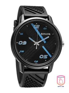Sonata Men Black Analogue Watch 77085PP11W