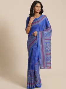 Saree mall Blue & White Printed Saree