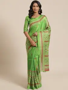 Saree mall Green & Red Printed Saree