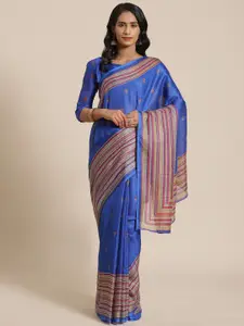 Saree mall Blue & Yellow Printed Saree