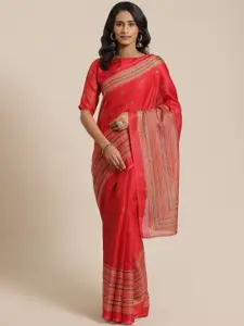 Saree mall Red & Mustard Yellow Printed Saree