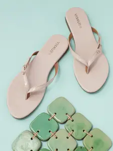 Vishudh Women Beige Solid Open Toe Flats