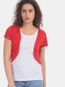 Sugr Women Red Lace Back Crop Shrug