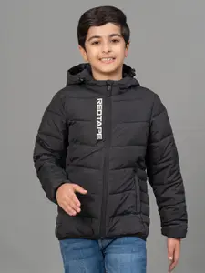 Red Tape Boys Black Solid Windcheater Puffer Jacket