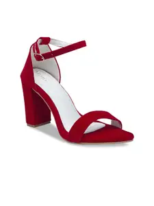 Misto Women Red Solid Block Heels