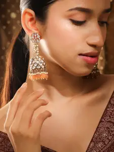 Rubans Handcrafted 22K Gold Plated Kundan Studded Dome Jhumka Earrings