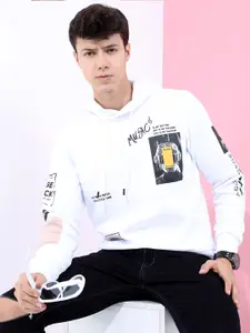 HIGHLANDER Men White Printed Hooded Sweatshirt