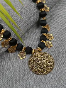 AKSHARA Black & Gold-Toned Statement Handcrafted Brass Necklace