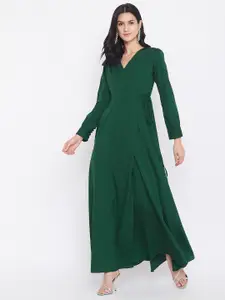 Berrylush Women Green Solid Maxi Dress