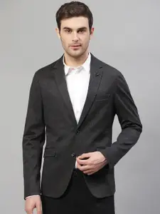 LINDBERGH Men Grey Checked Slim-Fit Single-Breasted Formal Blazer