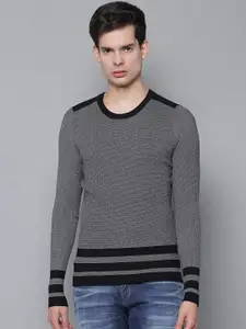 Antony Morato Men Grey & Black Self Design Pullover Sweater