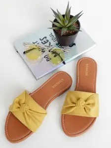 Vishudh Women Yellow Solid Open Toe Flats