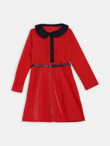 ELLE Girls Red Solid A-Line Dress