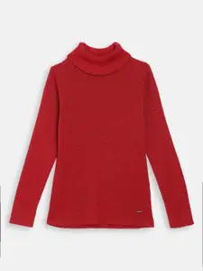 Blue Giraffe Girls Red Solid Knitted Pullover