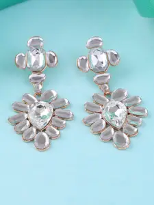 Estele White Gold Plated  Handcrafted Contemporary Drop Earrings