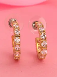 Estele White & Gold-Toned Contemporary Drop Earrings