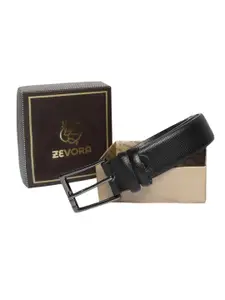 ZEVORA Men Black Textured Belt