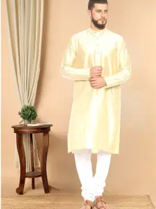 TATTVA Men Beige Solid Straight Kurta