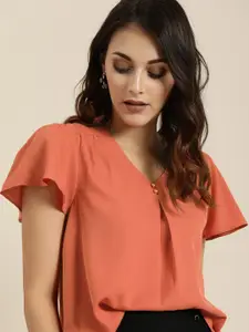 all about you Women Coral Solid Top